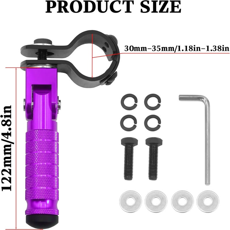 VUOZIP M8 Anti-Skid CNC Universal Motorcycle Foot Pegs Degree Foldable Footpegs Footrest,Upgrade Passenger Pedal For Mini Bike Dirt Pit Bike Electric Car Motorbike Honda Suzuki Yamaha Kawasaki (Purple) - Image 4